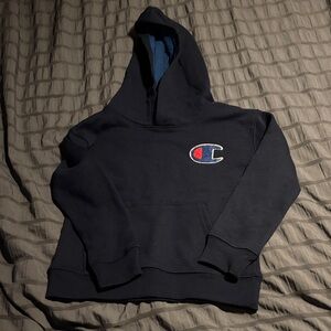 Champion Navy Hoodie with Iconic Logo